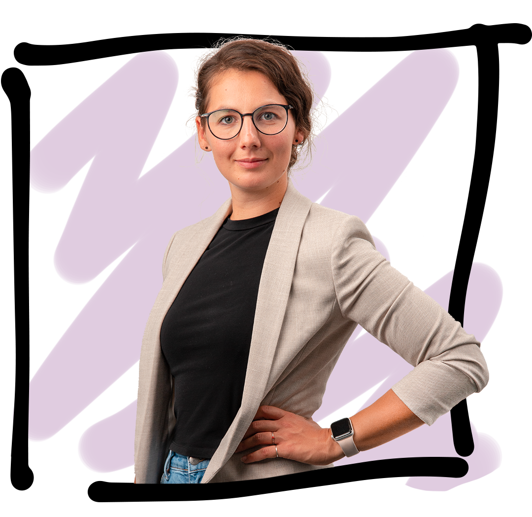 Portrait mit Rahmen und Hintergrund von Content Specialist Jette